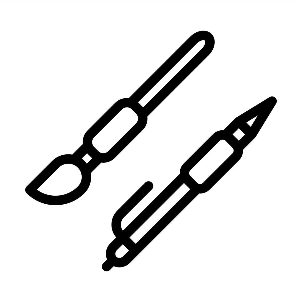 A black and white icon of a pair of scissors and a pen vector
