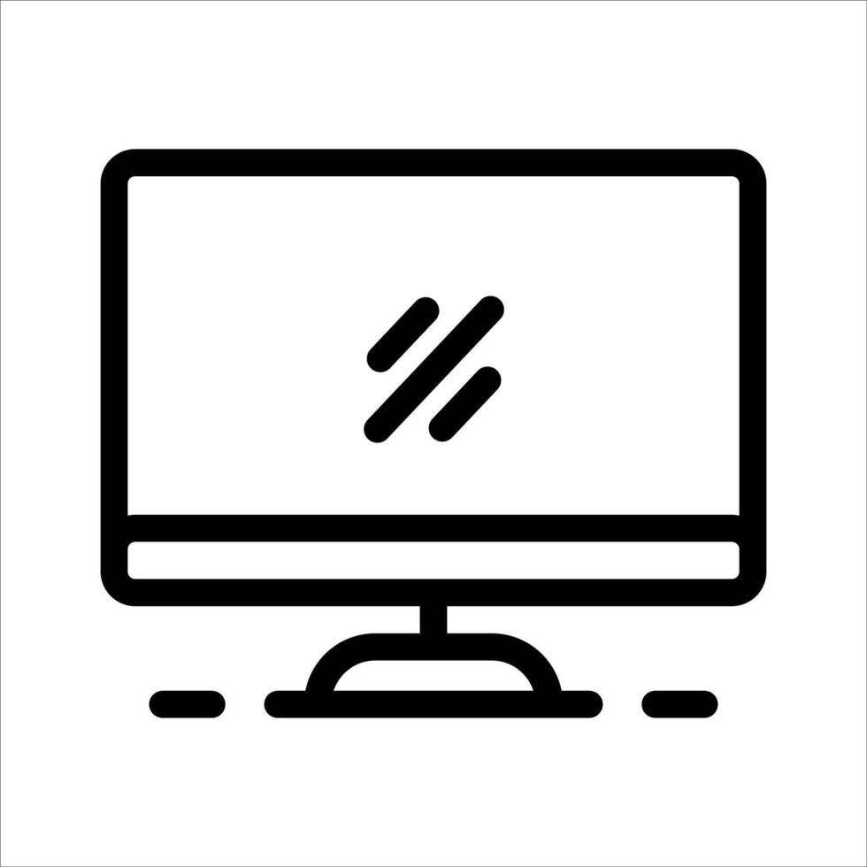 A computer monitor with a line drawn on it vector