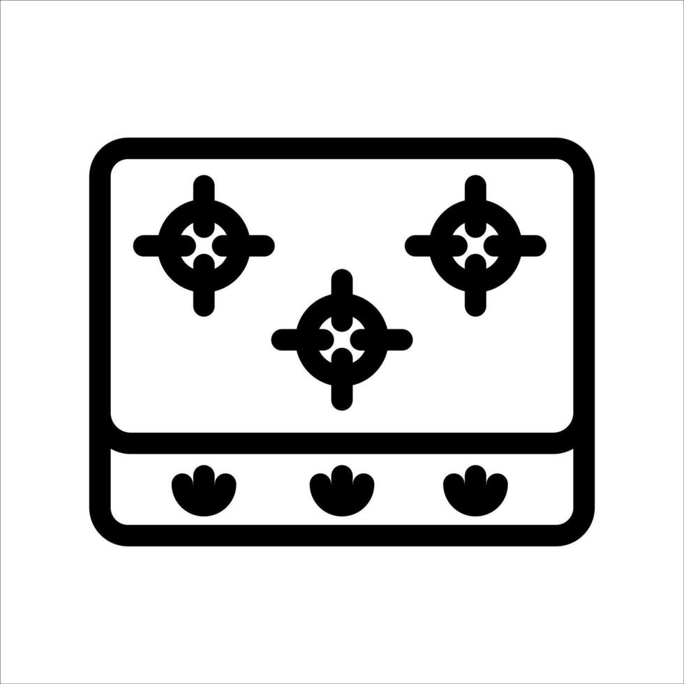 A black and white icon of a stove vector