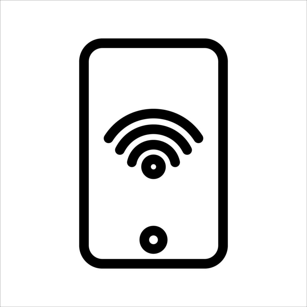 A black and white icon of a phone with a wifi symbol vector