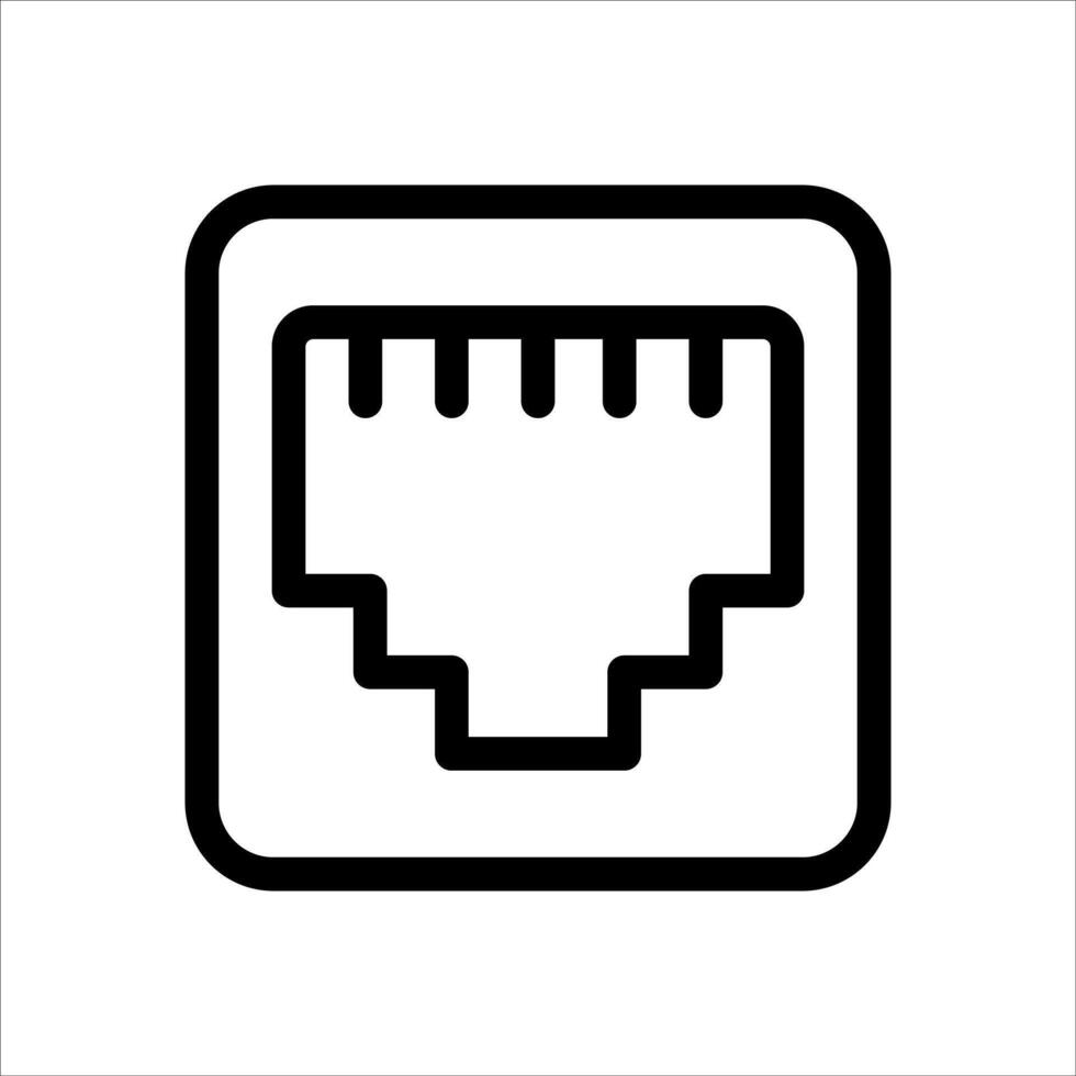 A black and white icon of a network cable vector