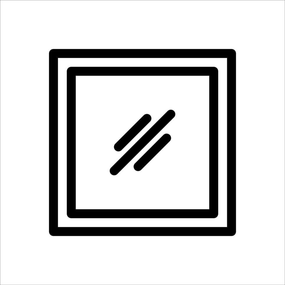 A black and white square icon with a line vector