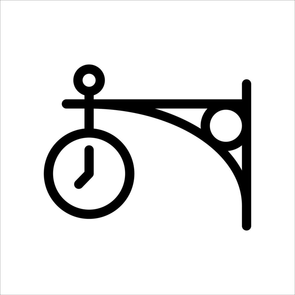 A black and white icon of a clock hanging from a wall vector