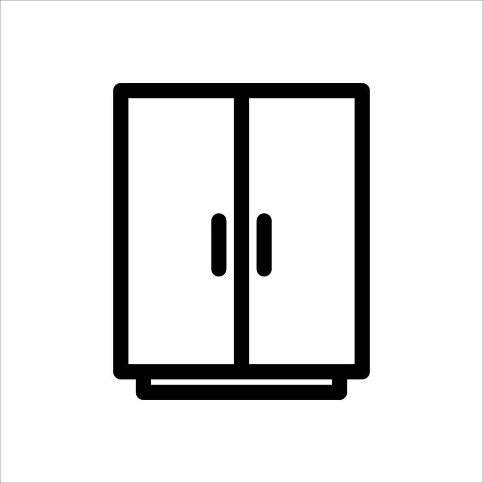 A black and white icon of a cabinet vector