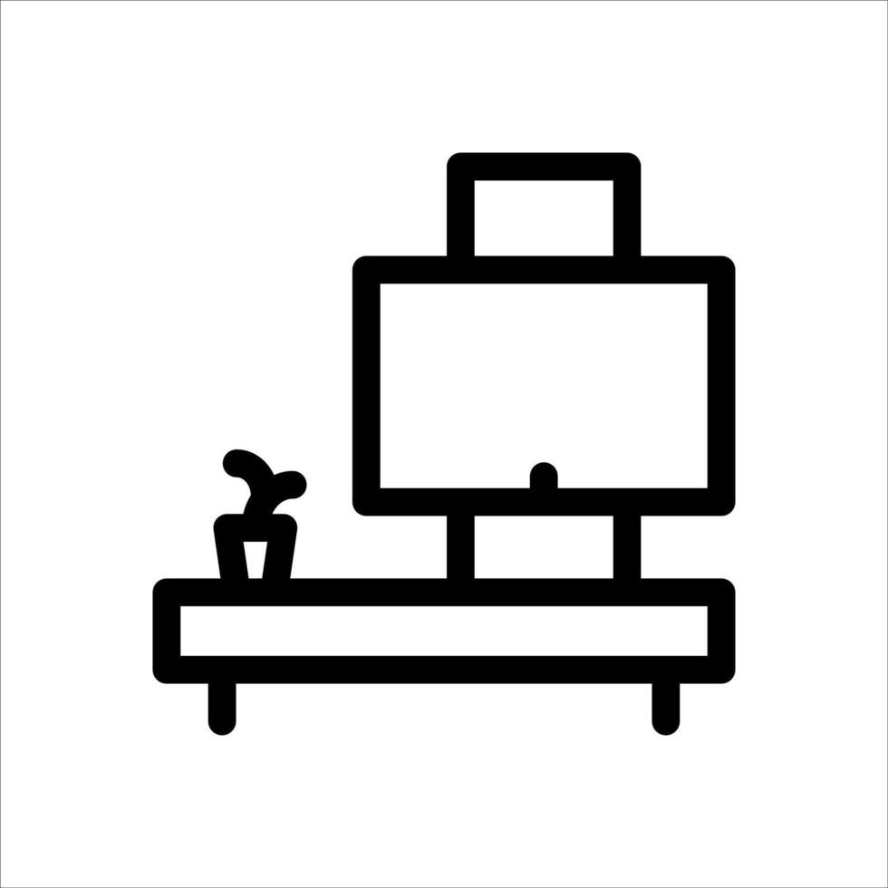 A black and white illustration of a computer monitor vector