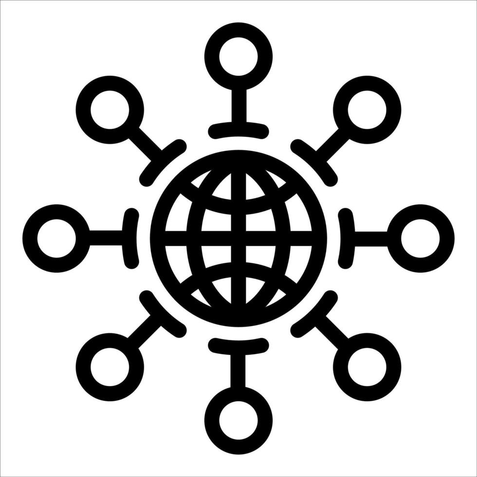 The globe is surrounded by a network of circles vector