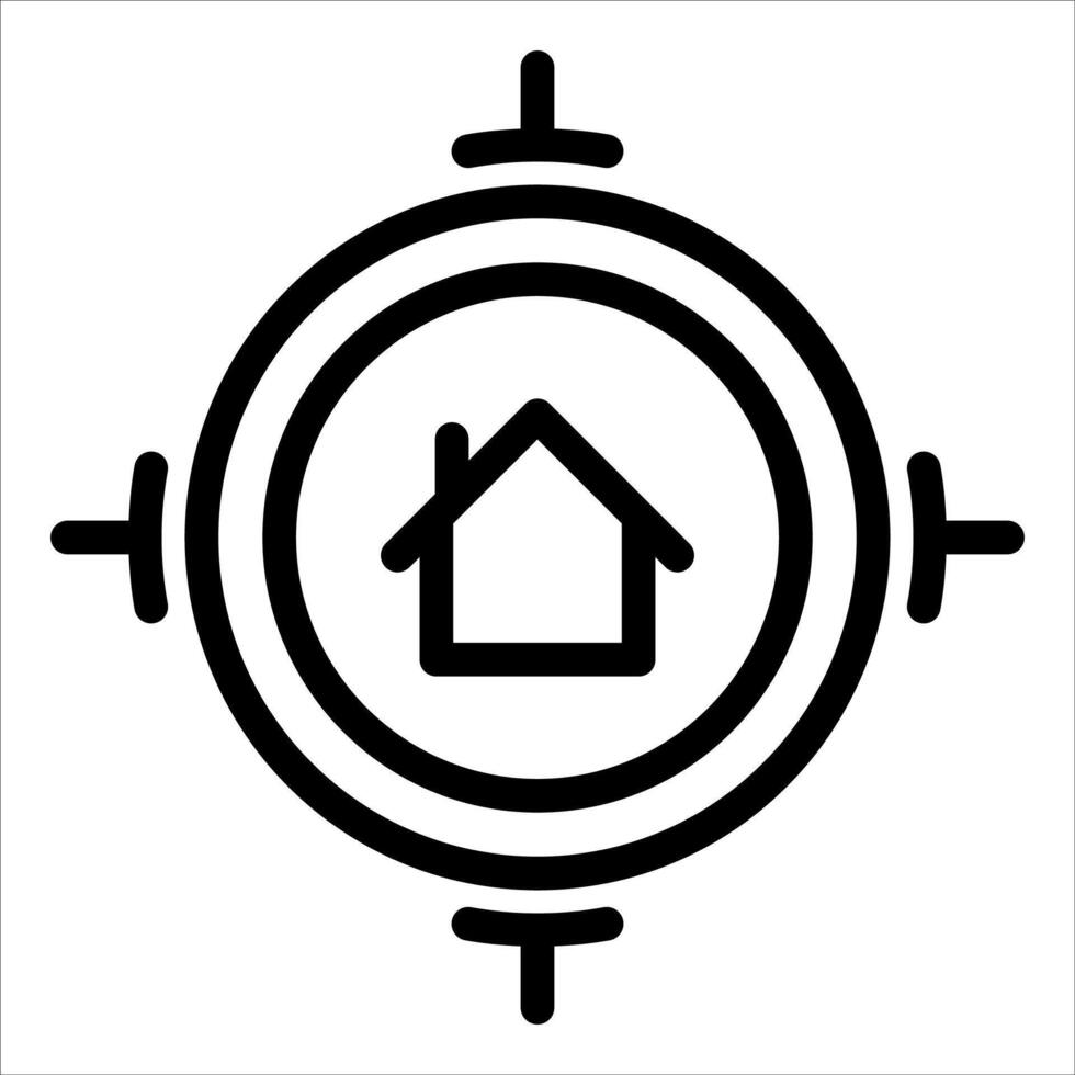 A house icon in a compass with arrows pointing to it vector
