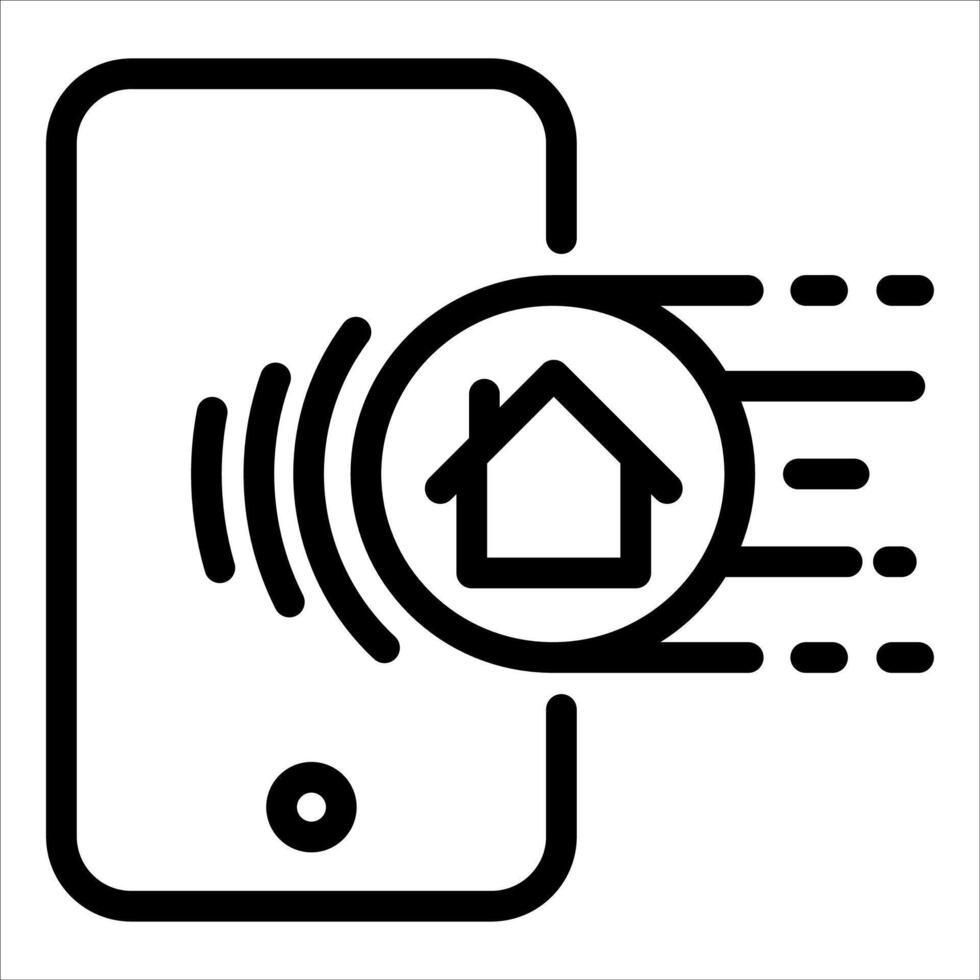 A smartphone with a house icon and a sound wave vector