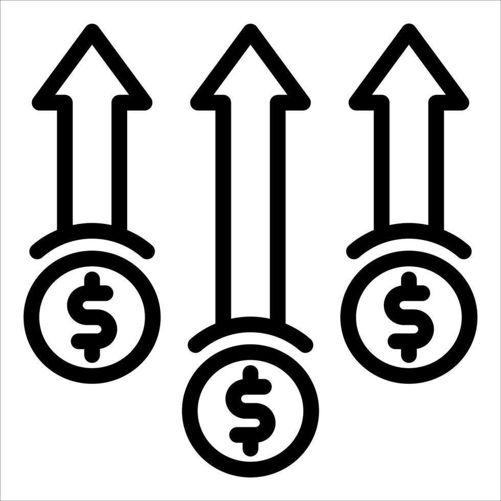 Three arrows pointing up and down with dollar signs vector