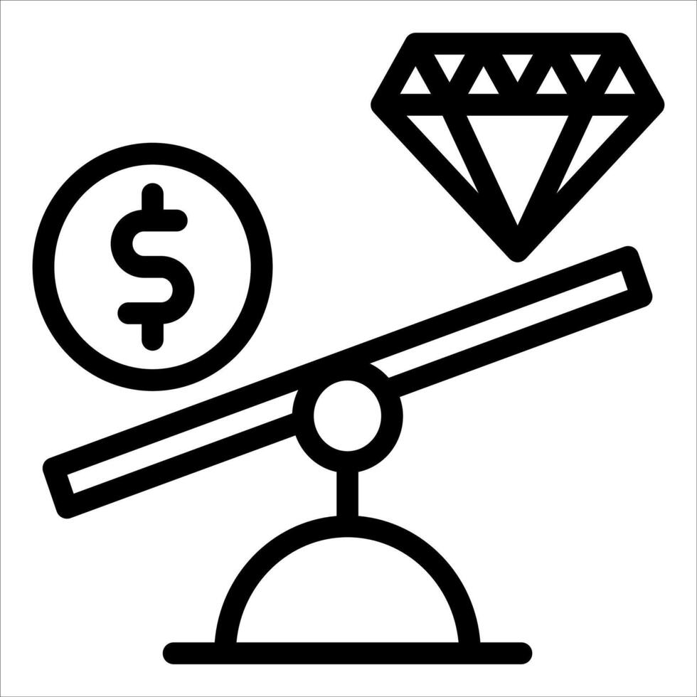 Diamond and dollar sign on a seesaw vector