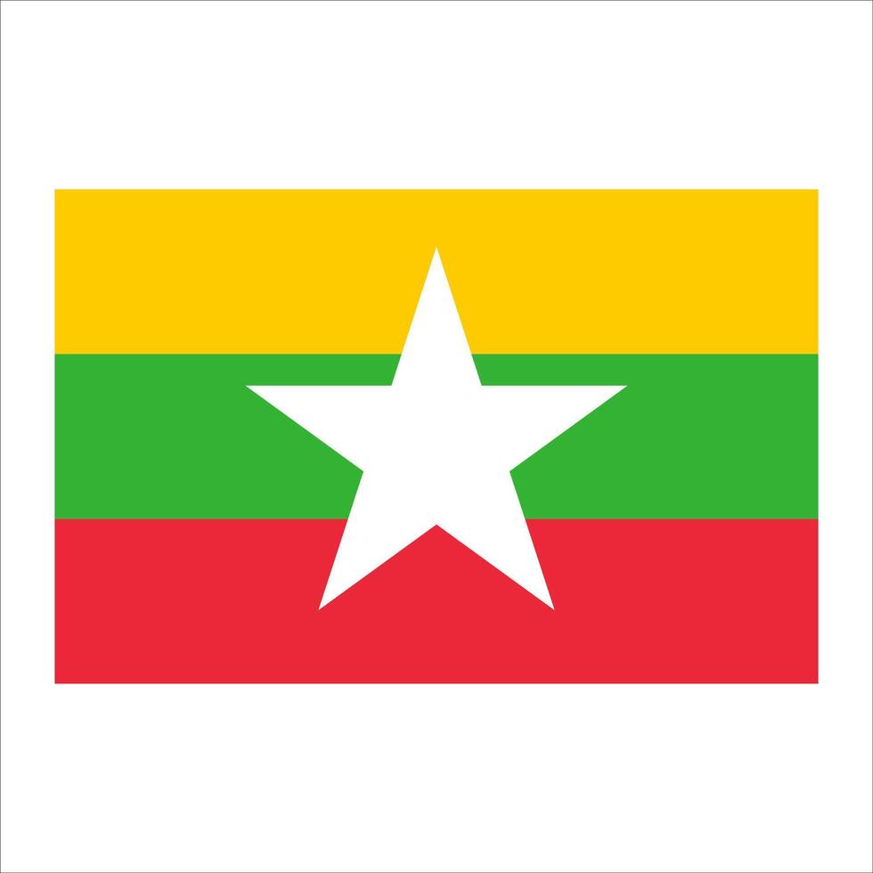 The flag of myanmar is shown on a white background vector