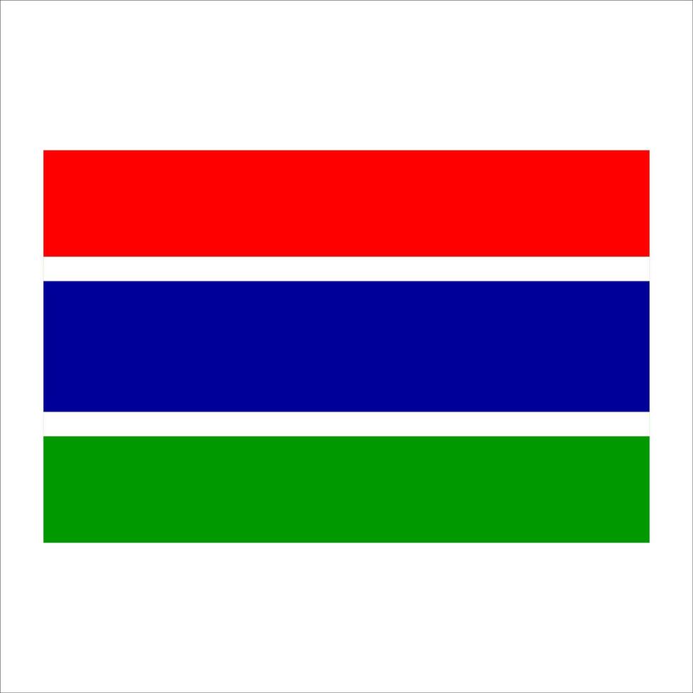 The flag of gambia is shown in red, green and blue vector
