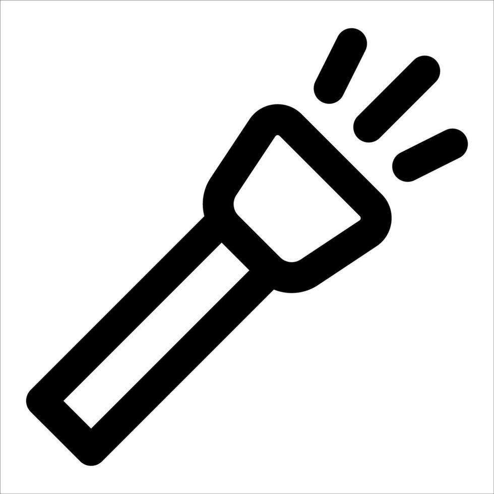 A black and white icon of a flashlight vector