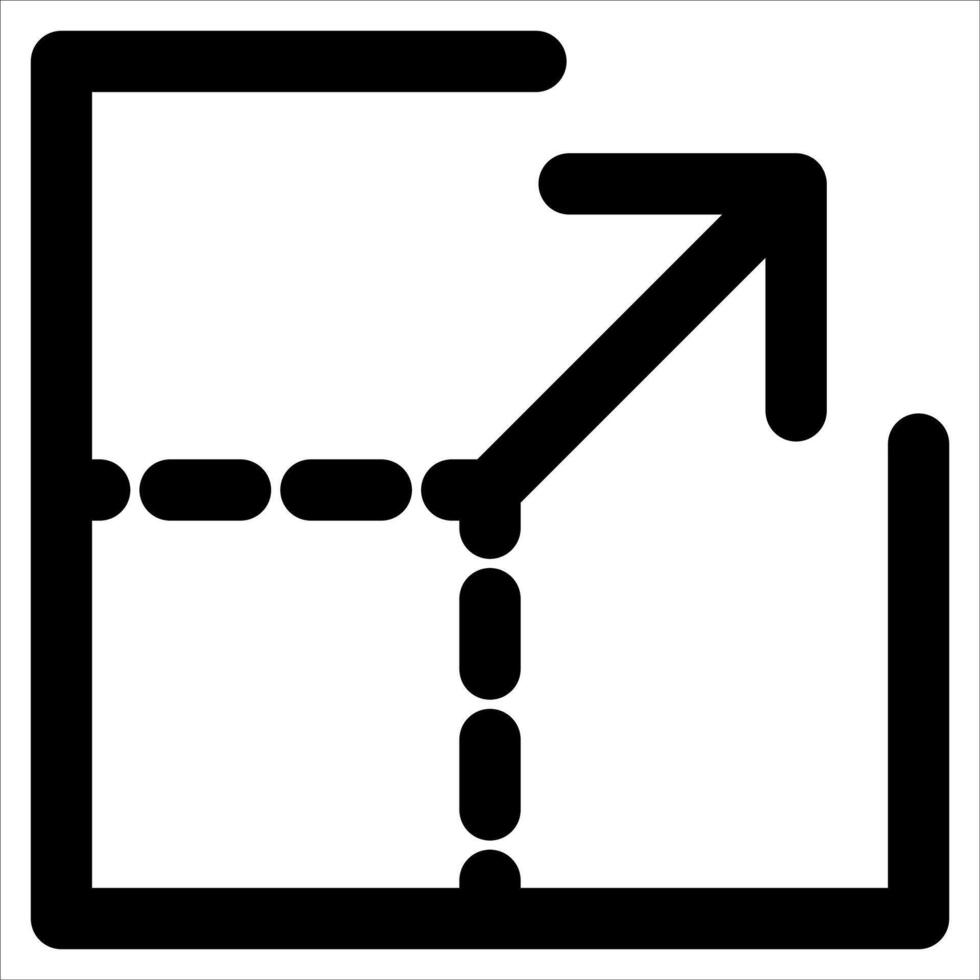A black and white icon of a square with a line going through it vector