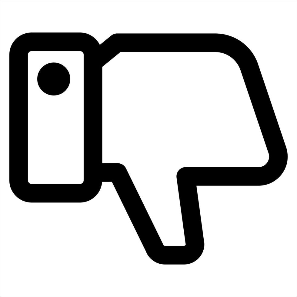 A black and white icon of a thumb down vector