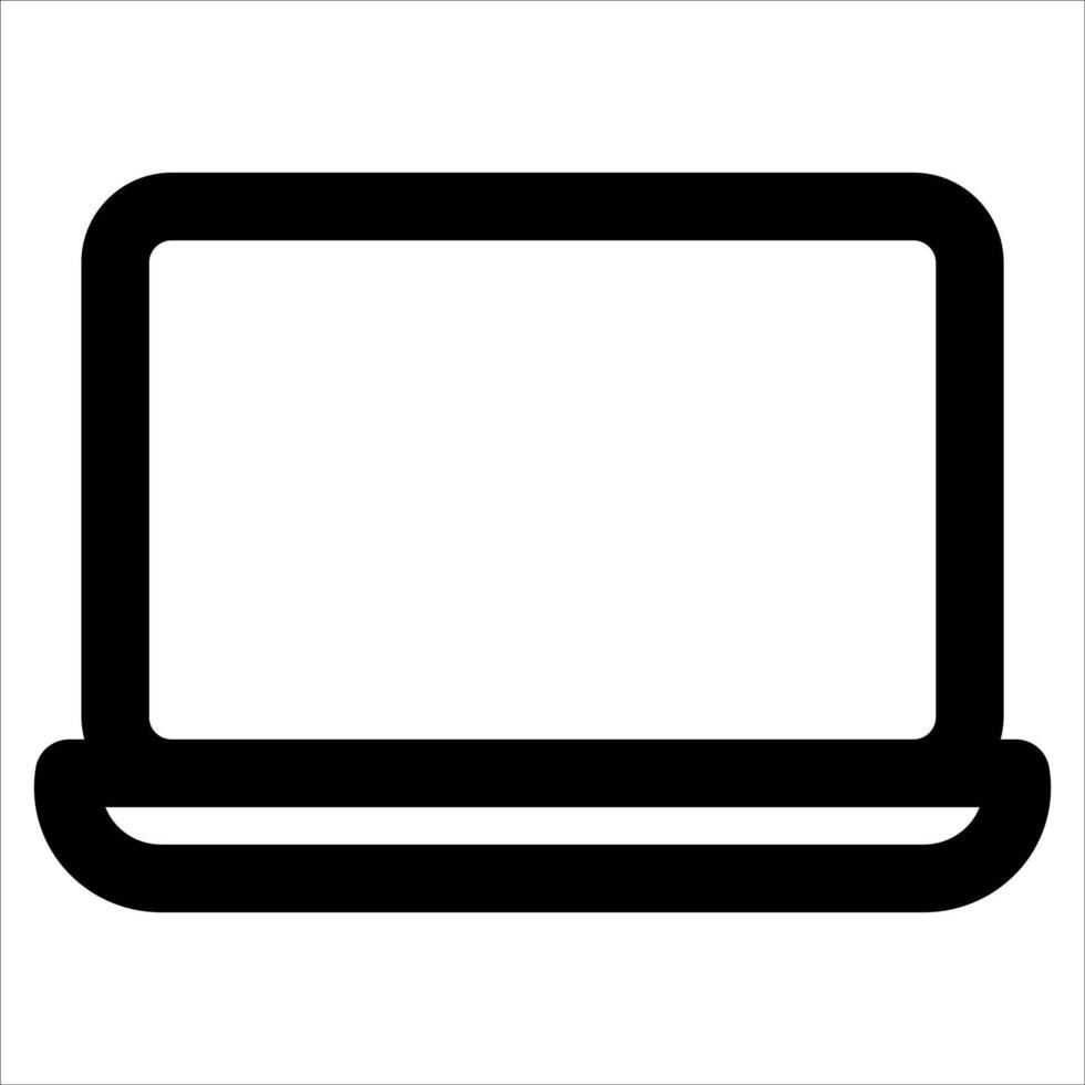 A black and white icon of a laptop computer vector