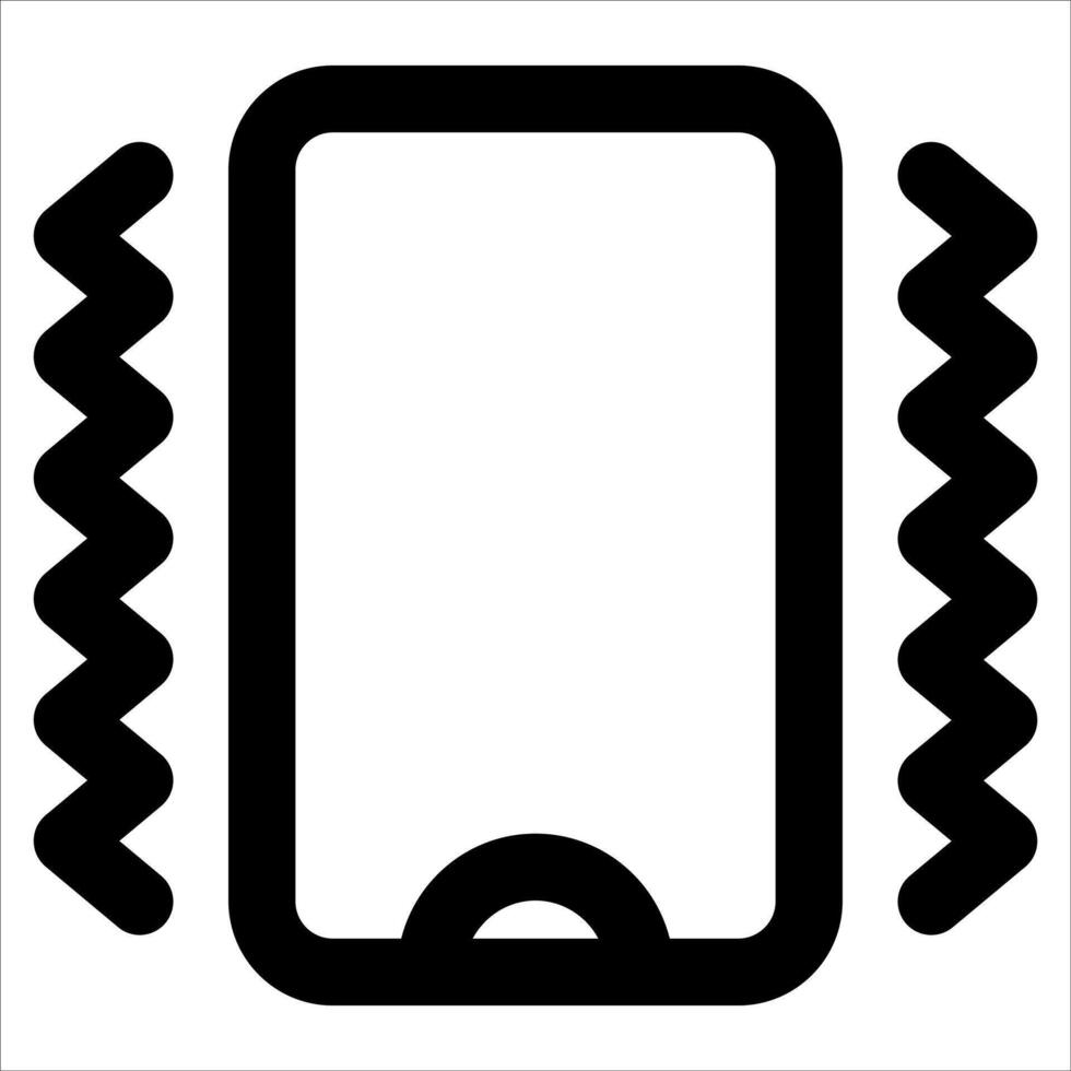 A black and white icon of a phone with a wave vector