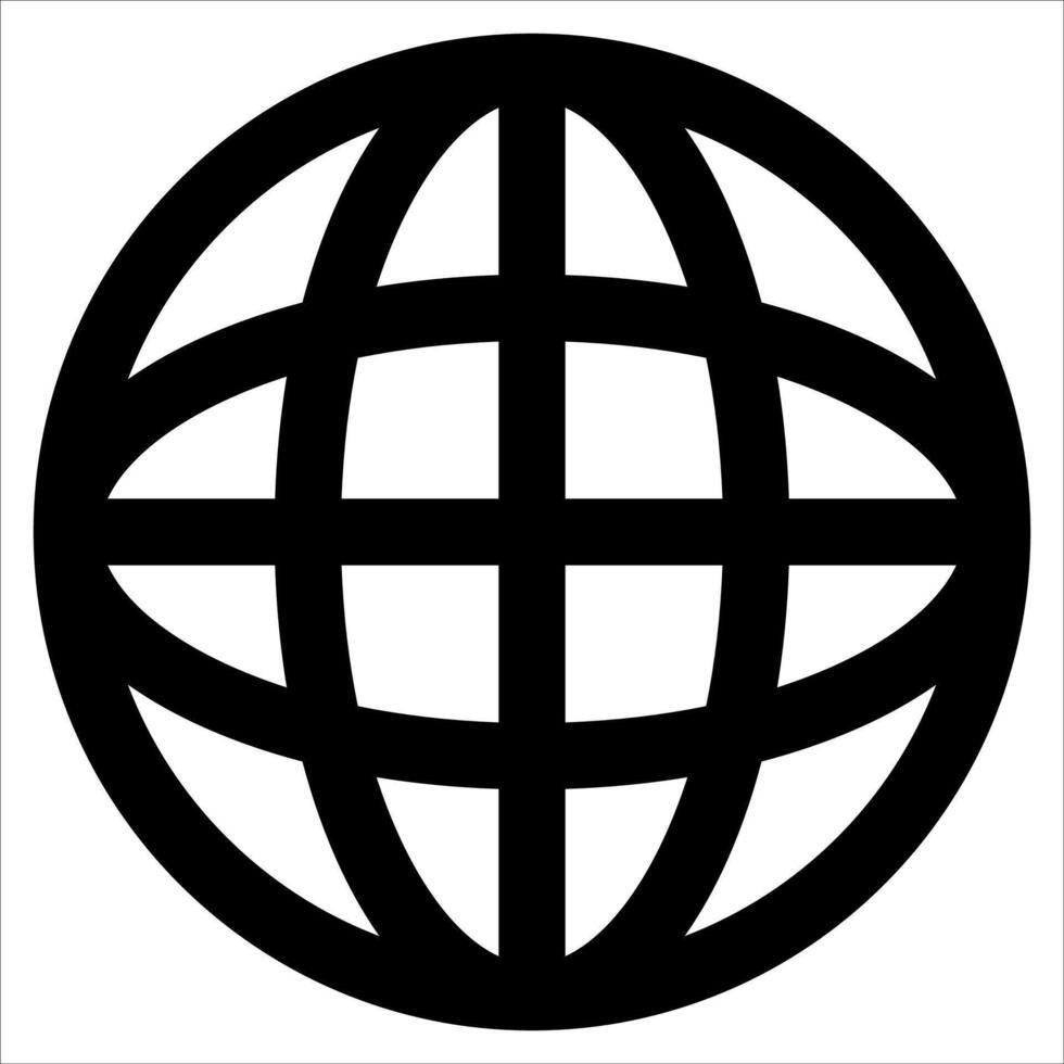 A globe with a black and white outline vector