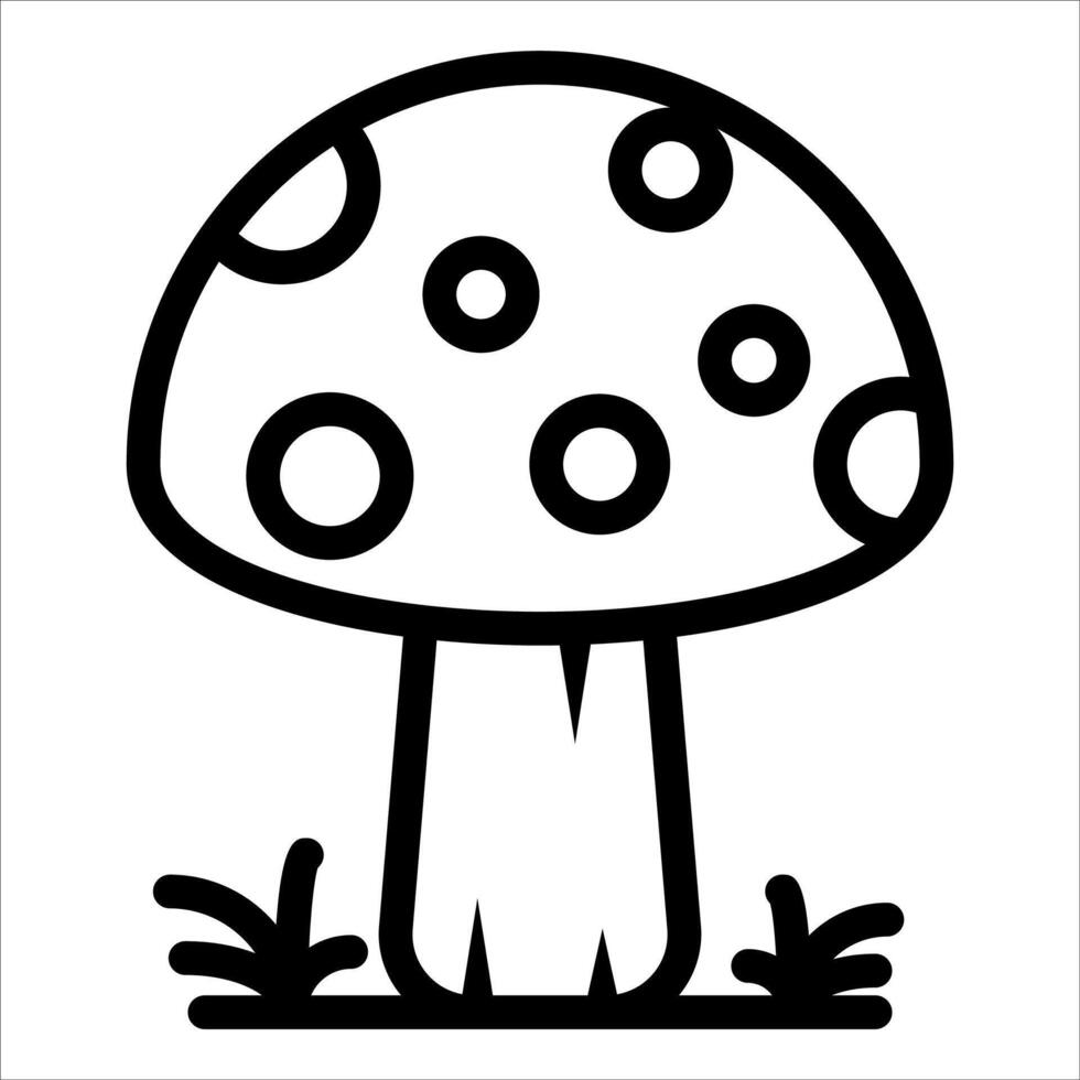 A black and white drawing of a mushroom vector