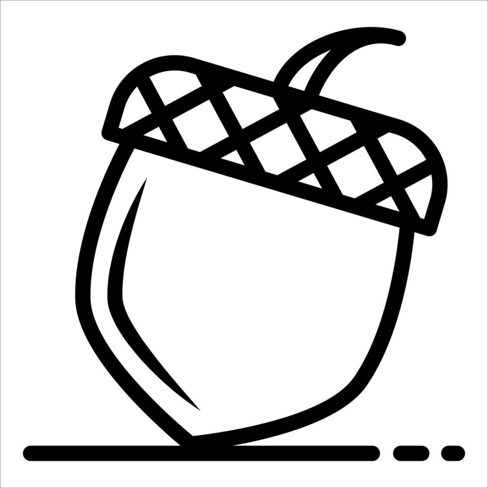 A black and white illustration of an acorn vector