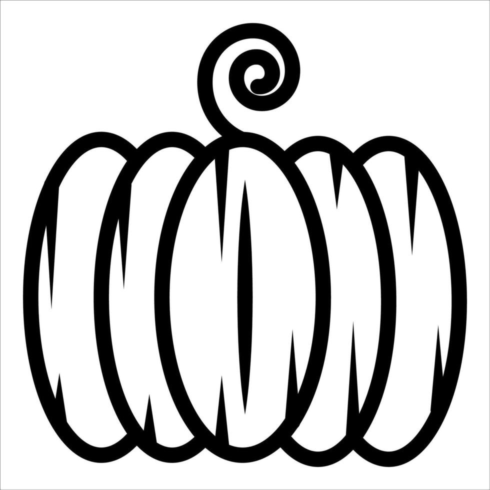 A pumpkin is shown in black and white vector