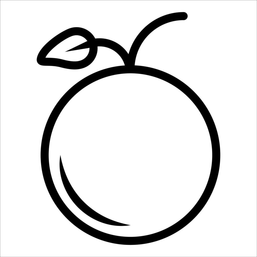 An orange is shown in a line drawing vector