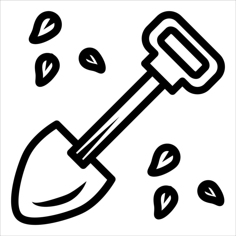 A shovel and leaves on a white background vector
