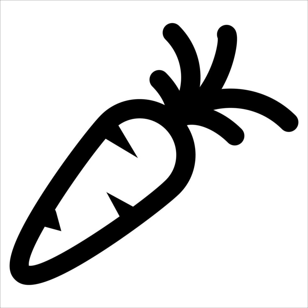A black and white icon of a carrot vector