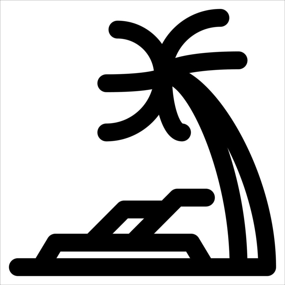 A black and white icon of a palm tree and a chair vector