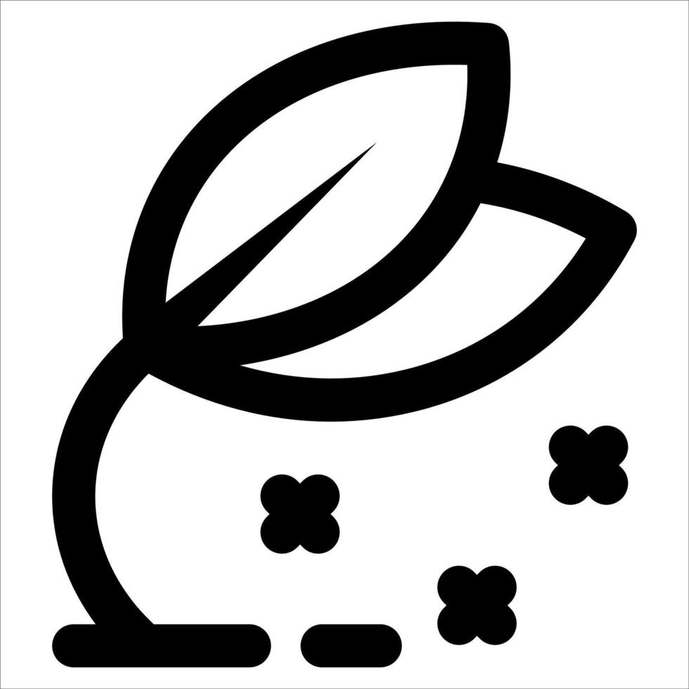 A black and white icon of a plant with leaves vector