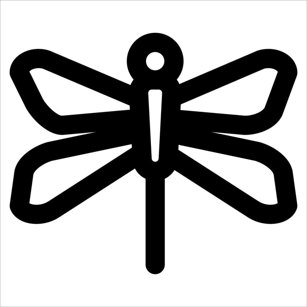 A black and white dragonfly icon vector