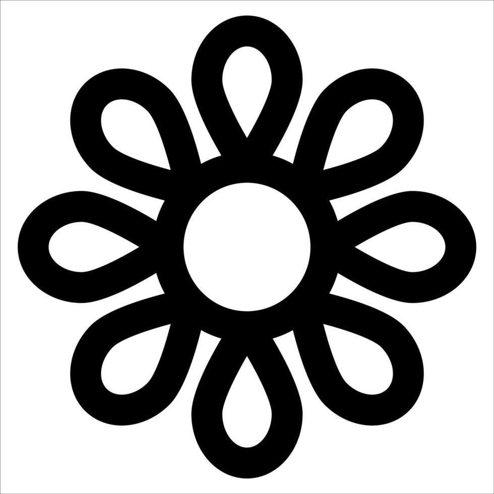 A black and white flower with a circle in the center vector
