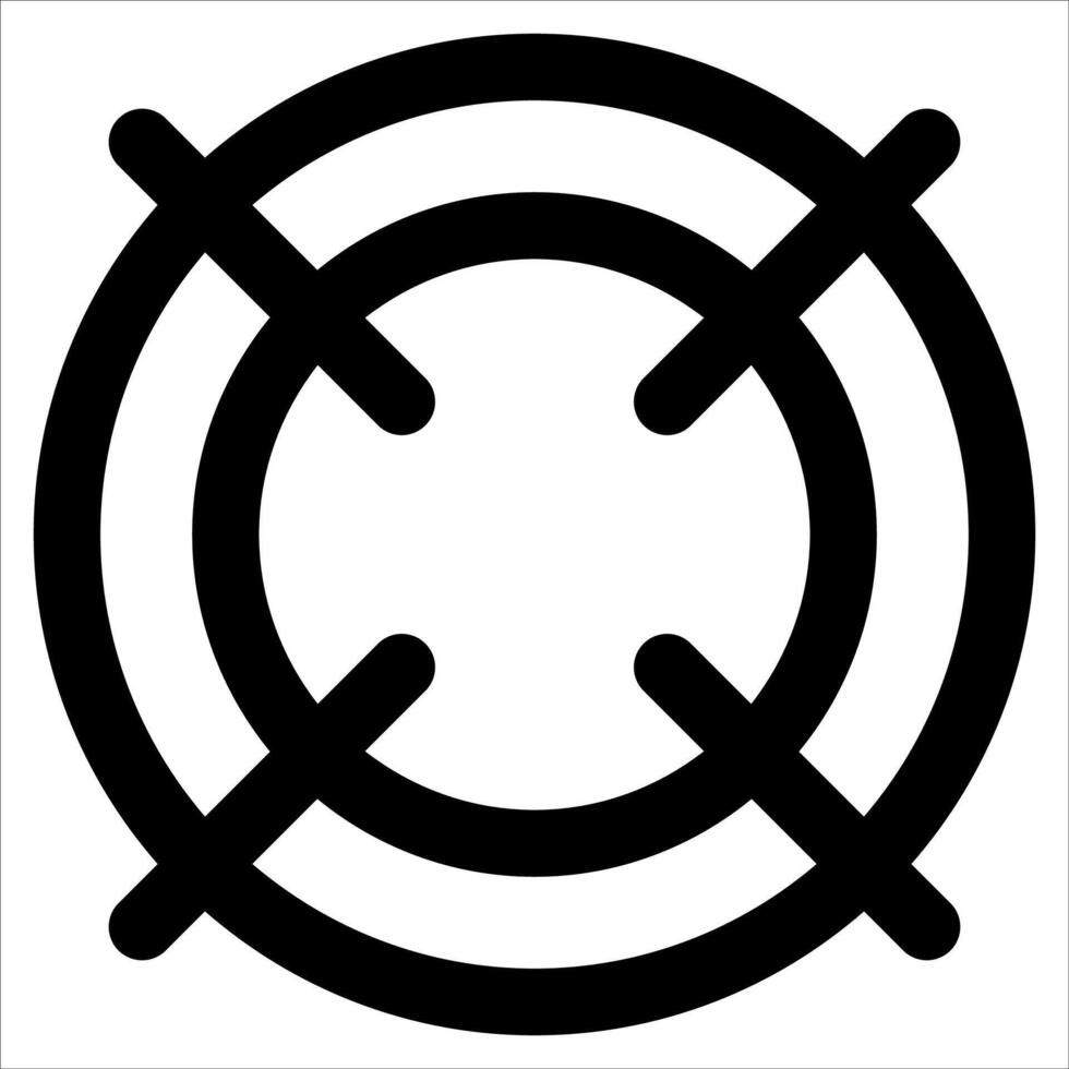 A black and white symbol of a circle with four lines vector
