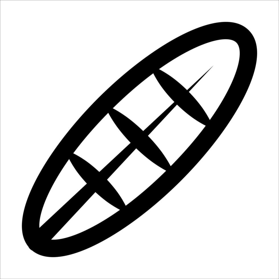 A black and white oval icon of a boat vector