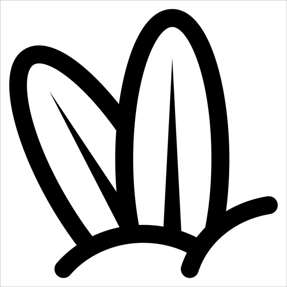A black and white drawing of a rabbit's ears vector