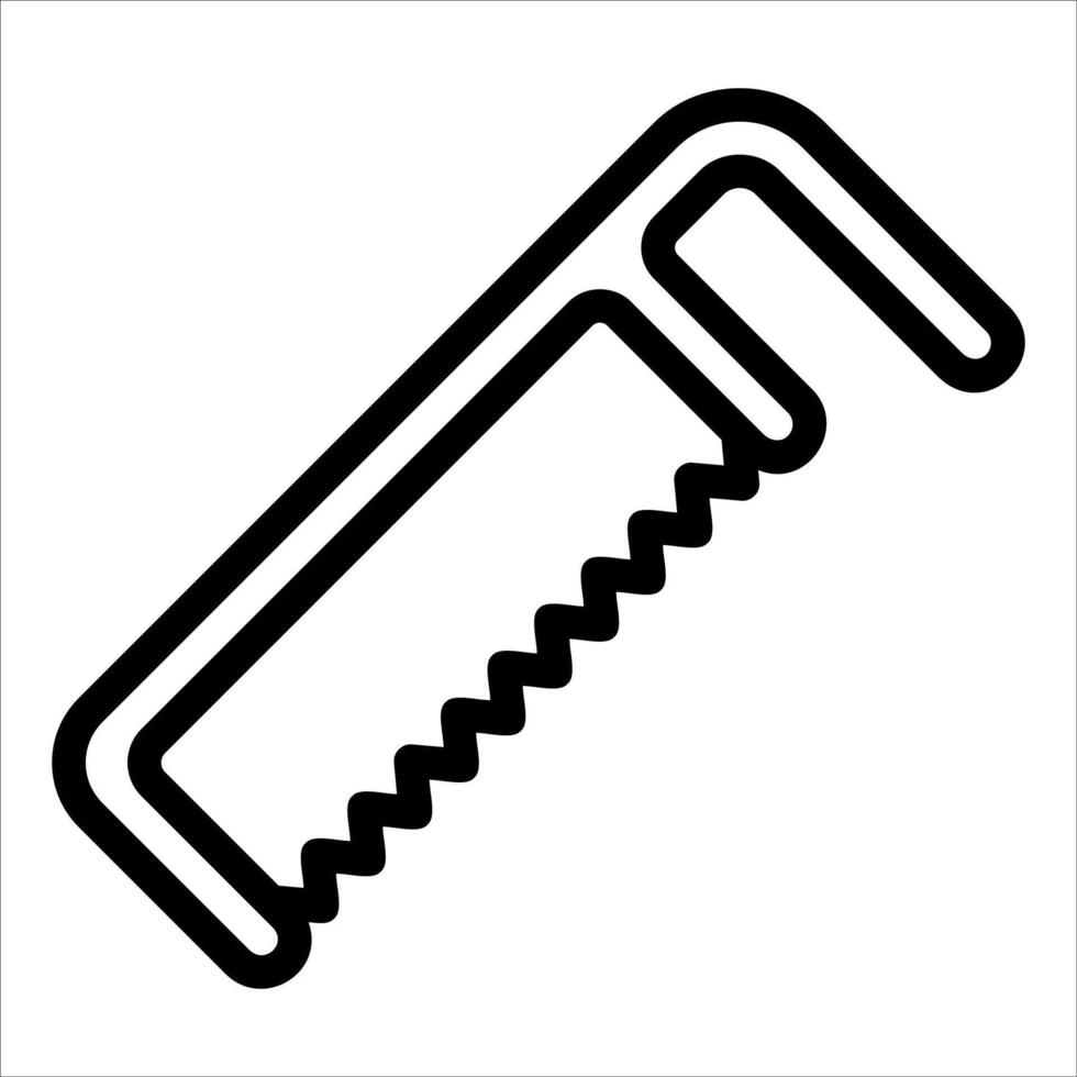 A black and white line icon of a saw vector