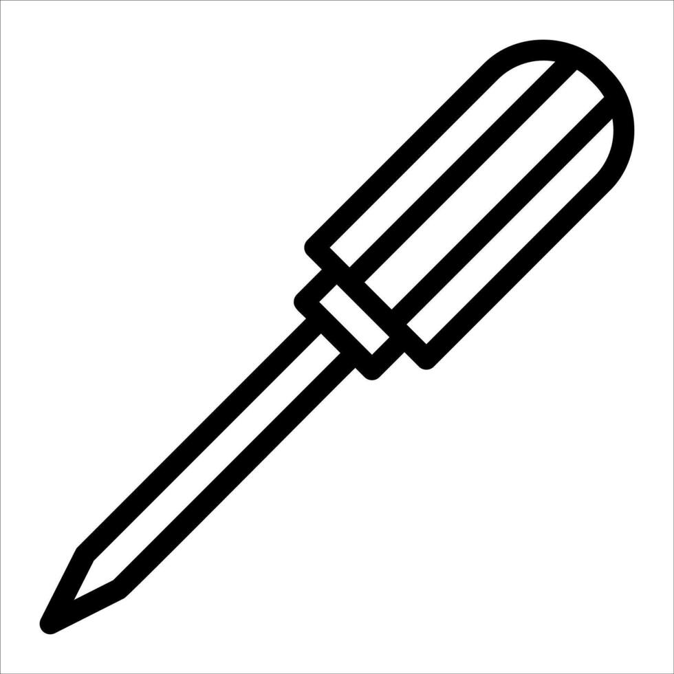 A black and white icon of a screwdriver vector