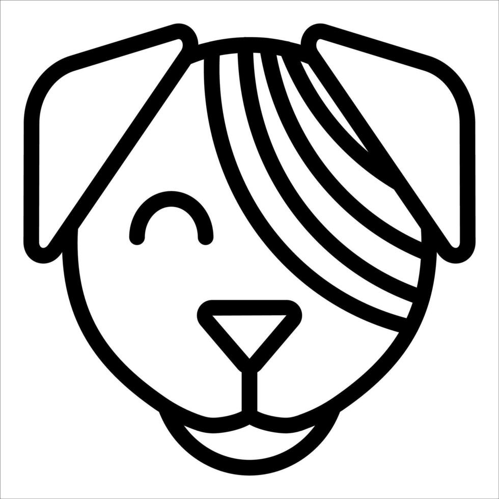A dog with a long hair is shown in a line drawing vector