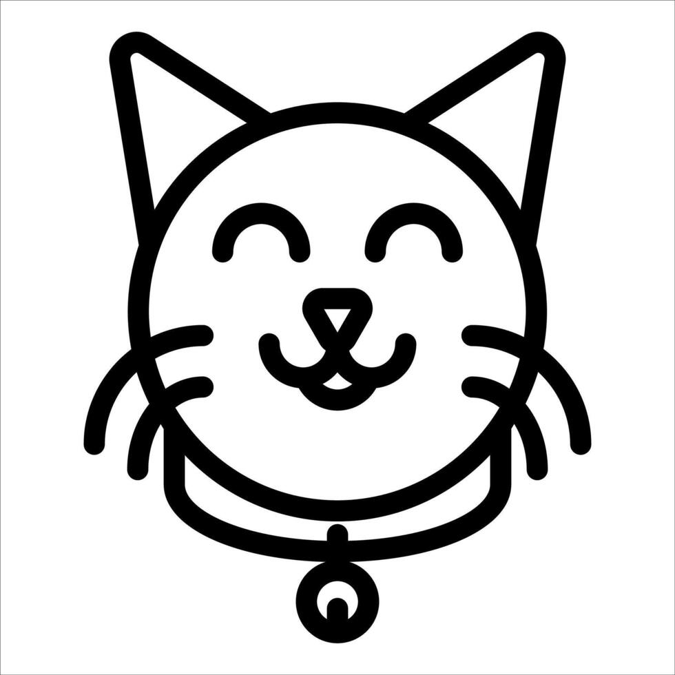 A black and white cat icon with a collar vector