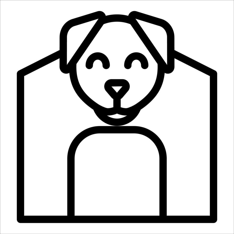 A dog is inside a house outline icon vector