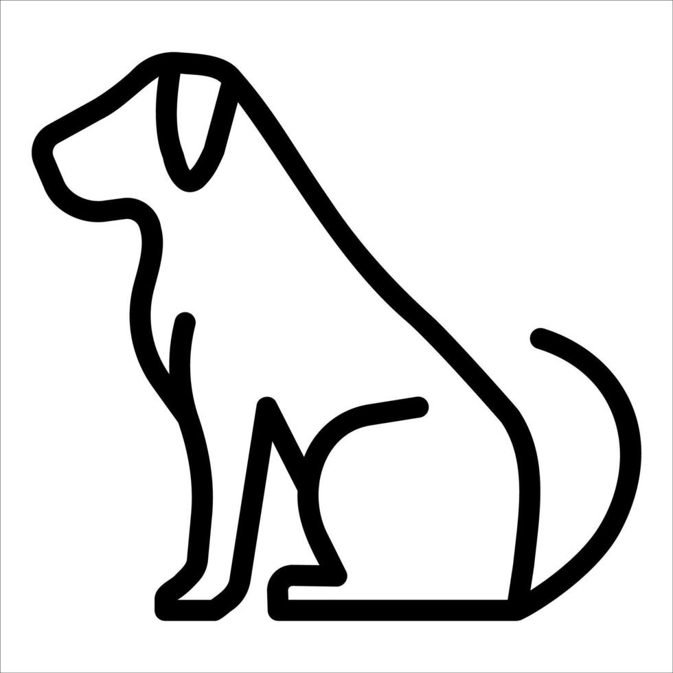 A black and white outline of a dog vector