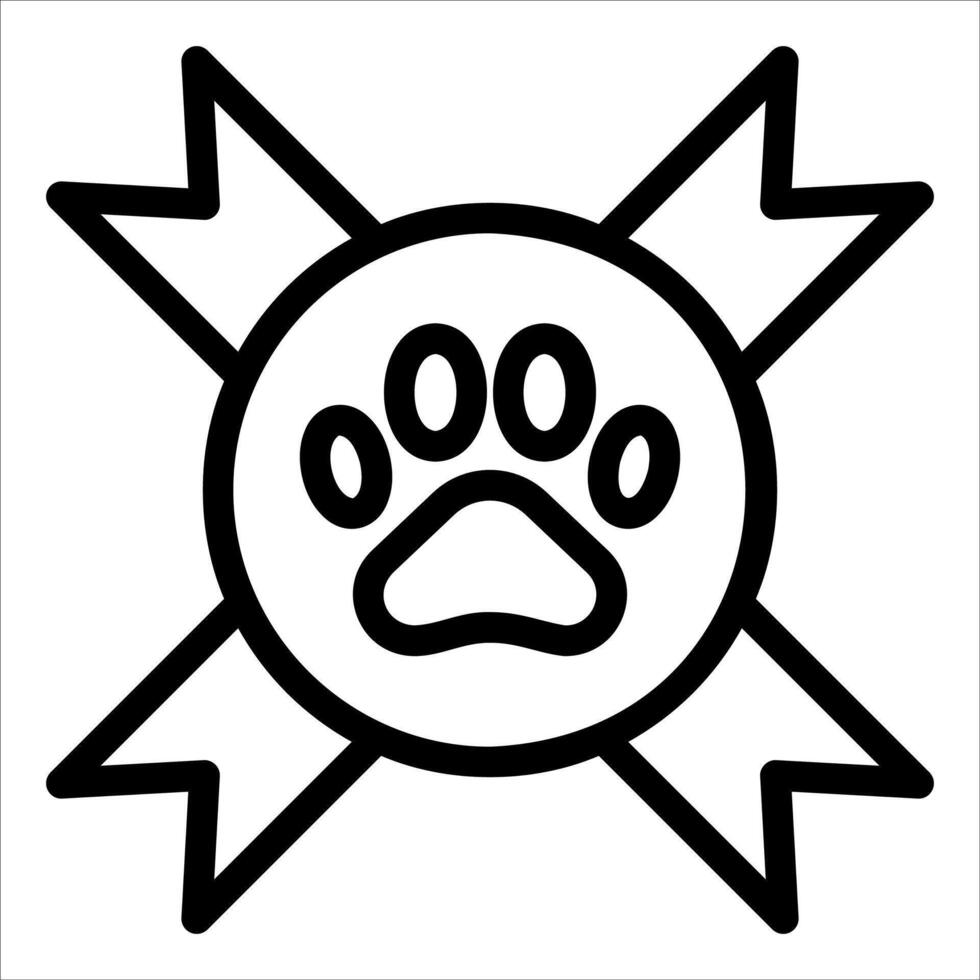 A black and white paw print icon vector