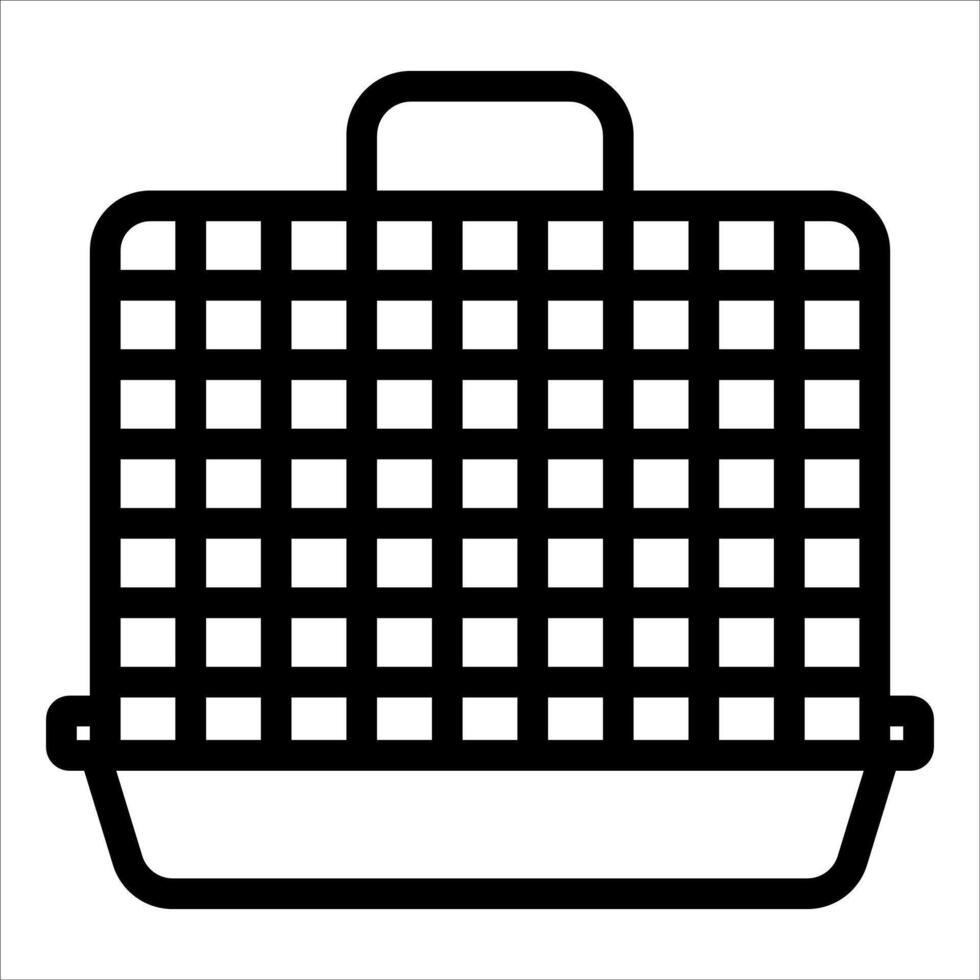 A black and white illustration of a basket with a square pattern vector