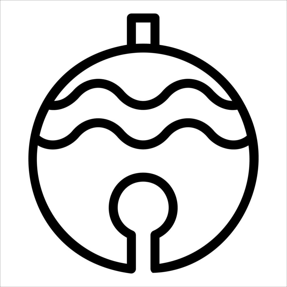 A black and white outline of a christmas ornament vector