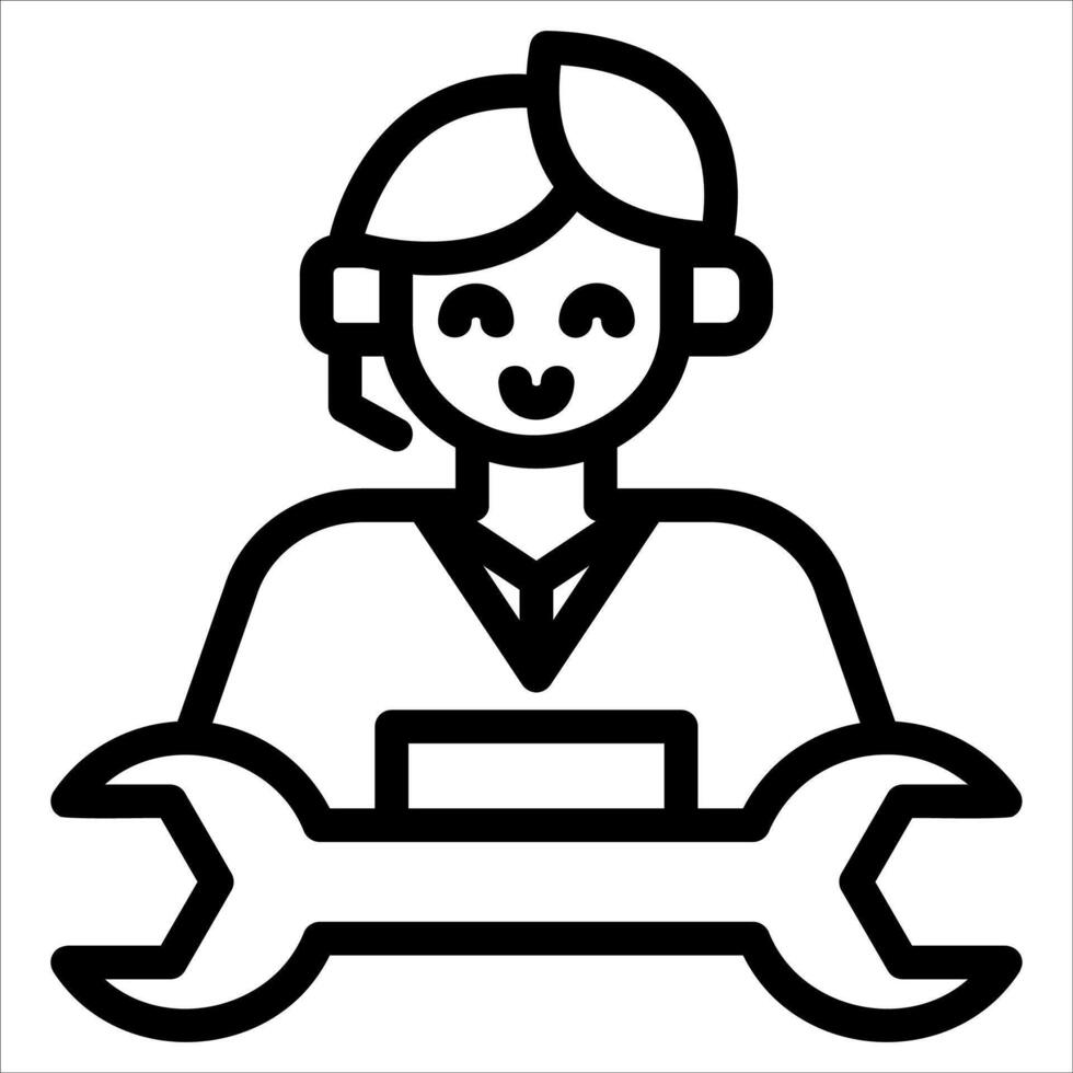 A black and white icon of a woman holding a wrench vector