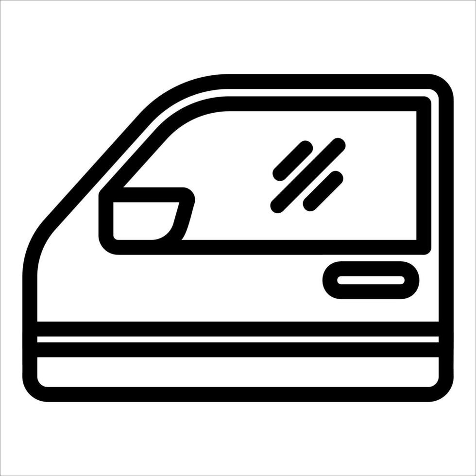 A black and white line icon of a van vector