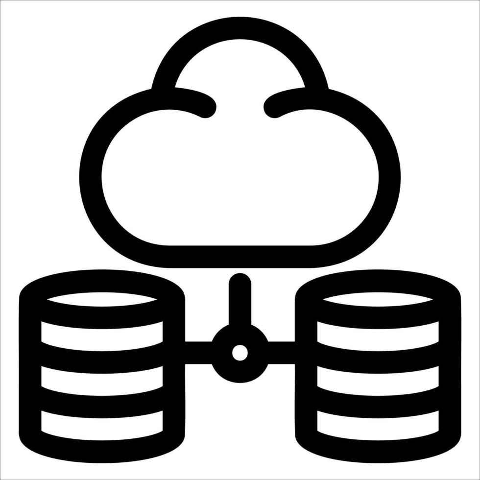 A black and white cloud icon with two servers vector