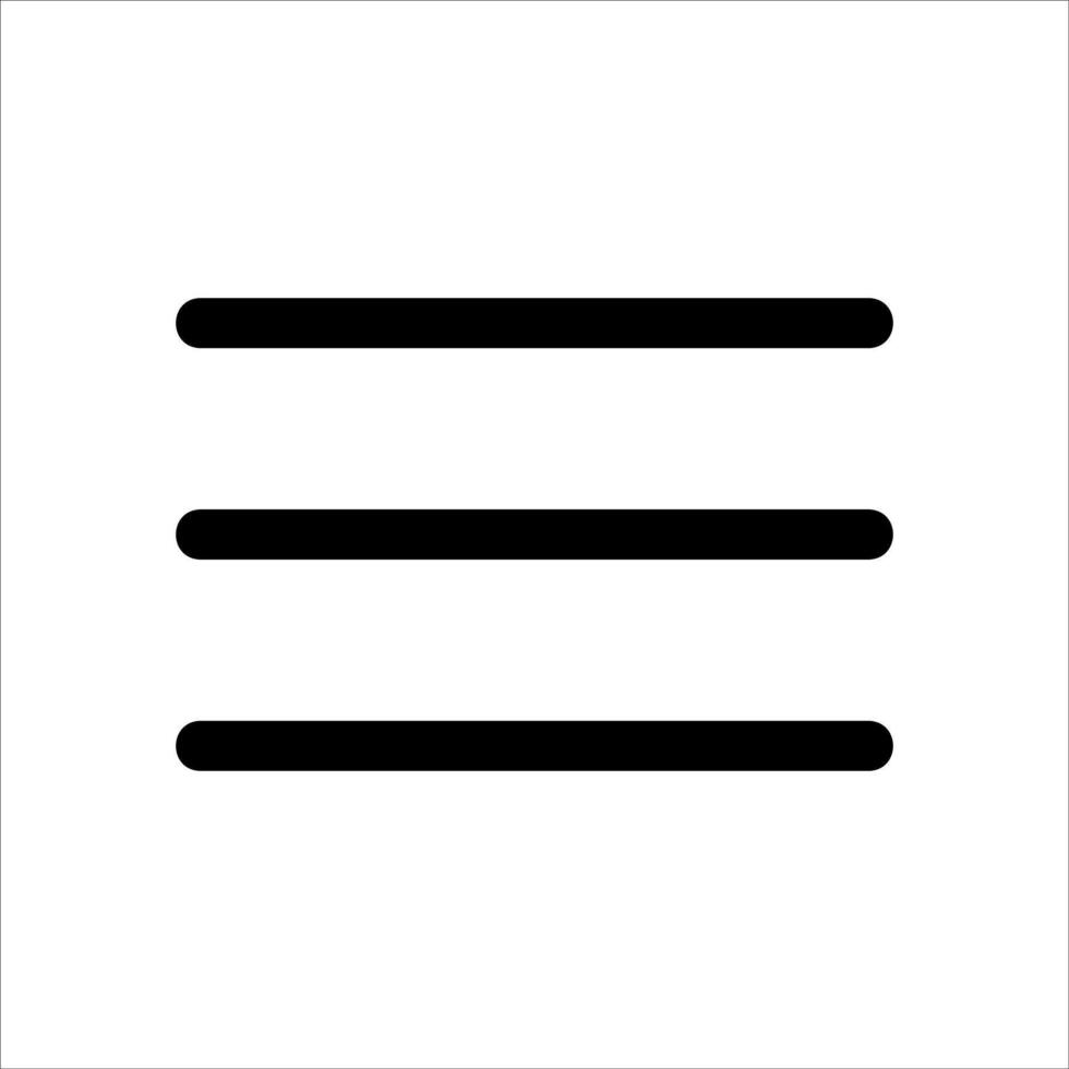 A simple icon of three lines on a white background vector