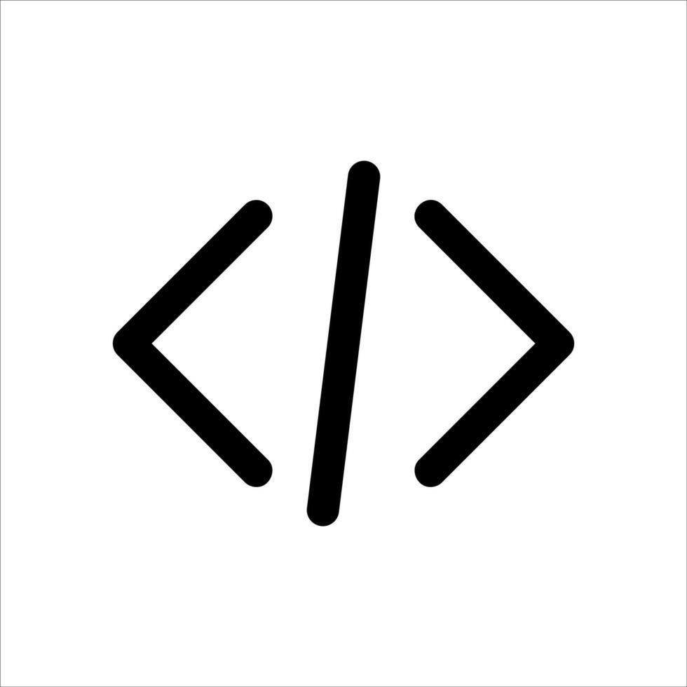 A black and white icon of a code symbol vector