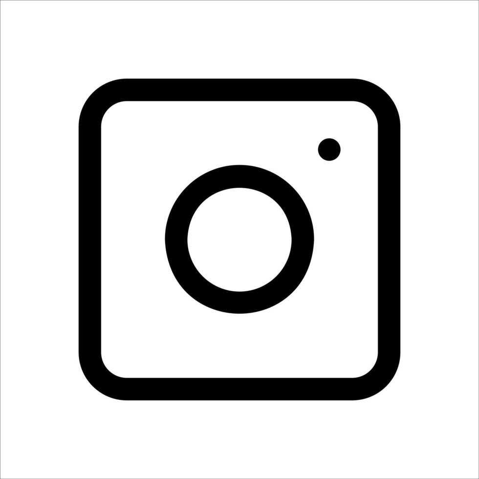 A black and white square with a camera icon vector